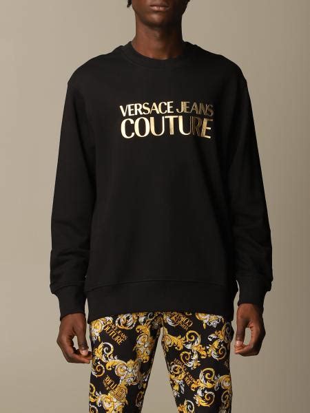 versace jeans sweatshirt in black with small logo|Versace Jeans couture men's.